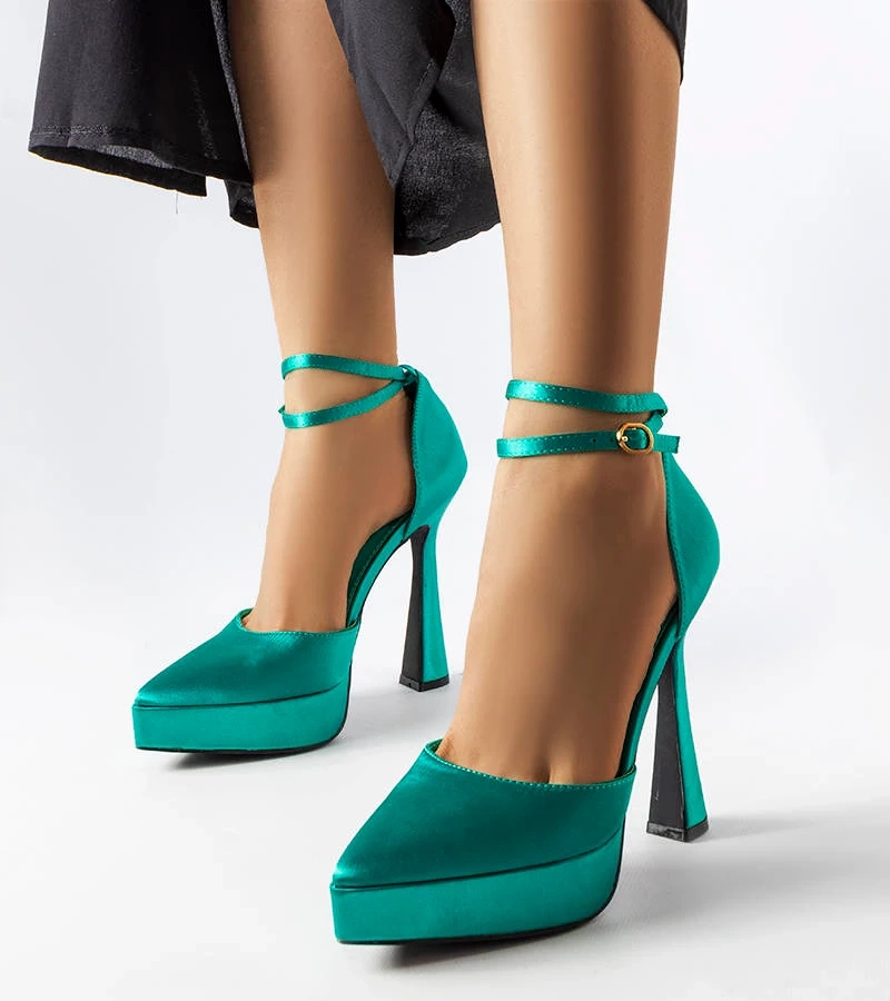 Žalios aukštakulnės ant aukšto storo kulno Dallas