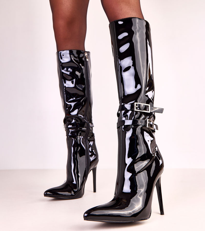 Juodi lakiniai auliniai batai su dekoratyvine sagtimi Asheris