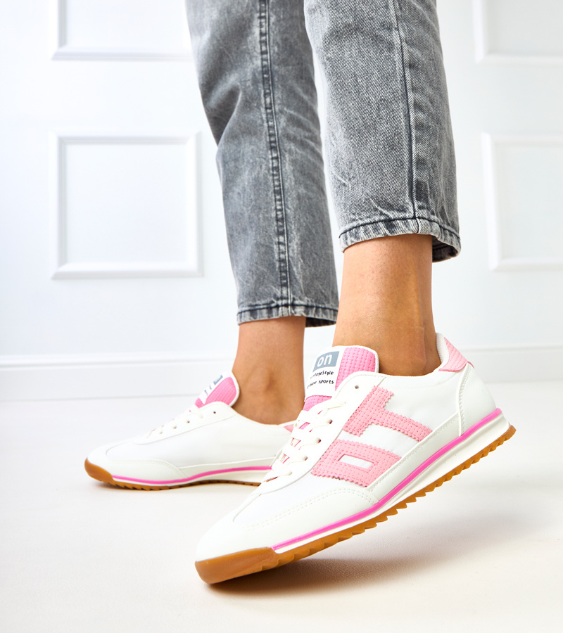 Baltos sportinės sportbačiai su rožiniais elementais Ainslie