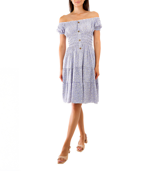 Violetinė midi suknelė su gėlėmis Sauro