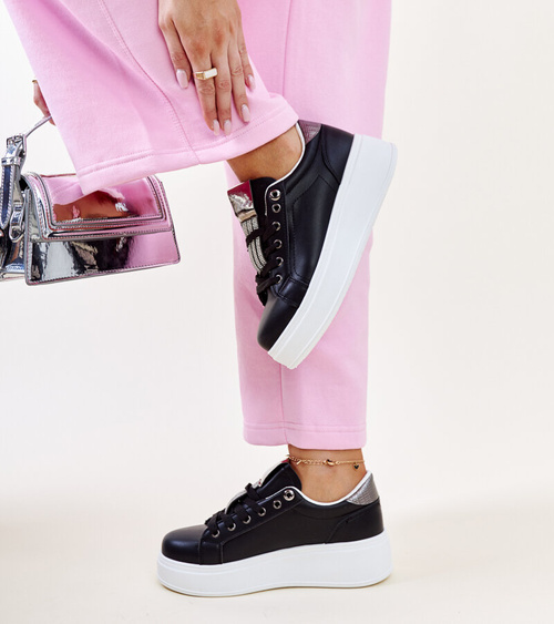 Juodai sidabriniai sportiniai bateliai su cirkoniais „Maurizia“