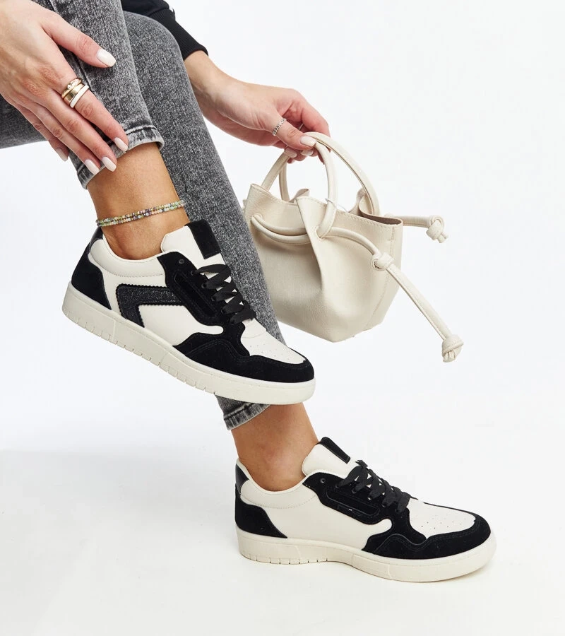 Juodai balti sportbačiai su blizgučiais Juwan