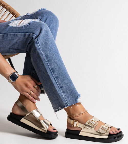 Auksiniai Bashera platforminiai sandalai