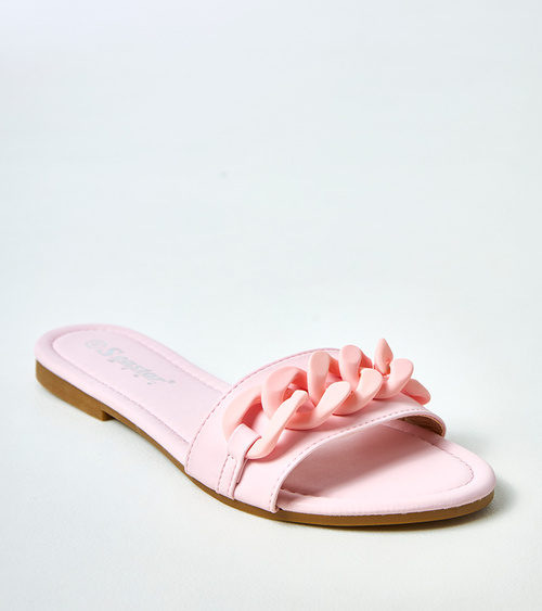 Rožinės šlepetės su matine grandine Aliyan