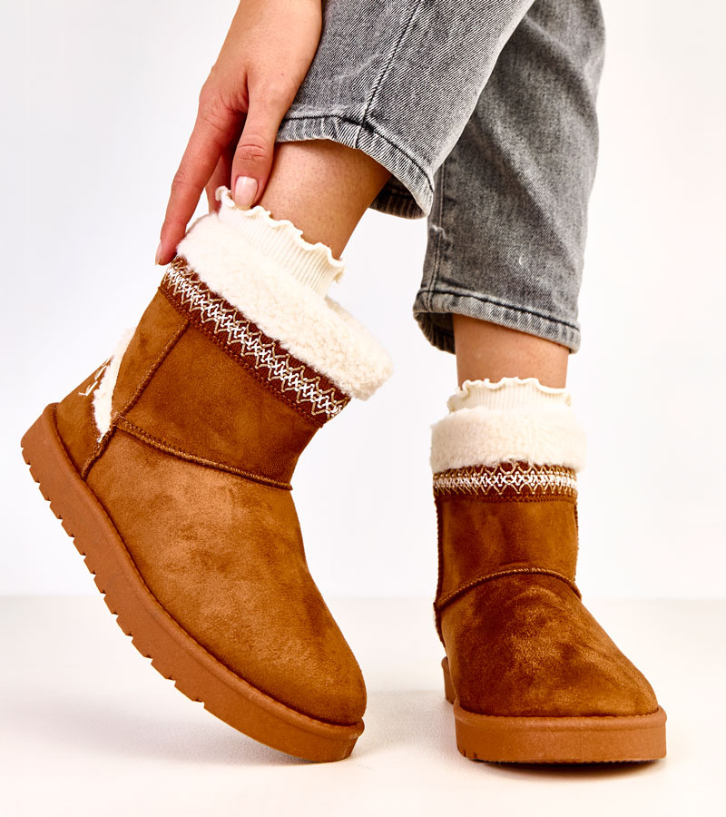 Karameliniai žemi sniego batai, dekoruoti siuvinėjimu Sensila