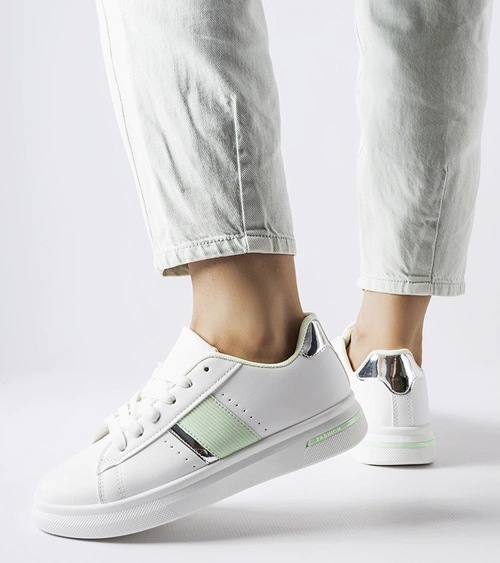 Balti sportiniai batai su mėtų spalvos detalėmis Marei