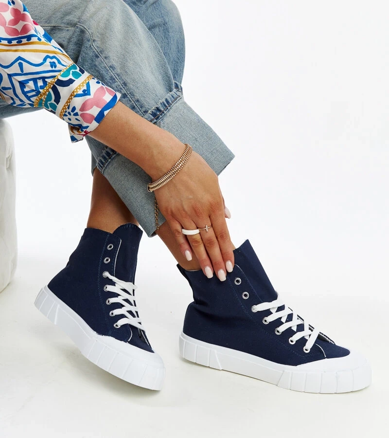 Tamsiai mėlyni aukšti sportiniai bateliai Vinka