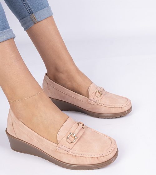 Rožiniai moteriški mokasinai su platforma Sameri