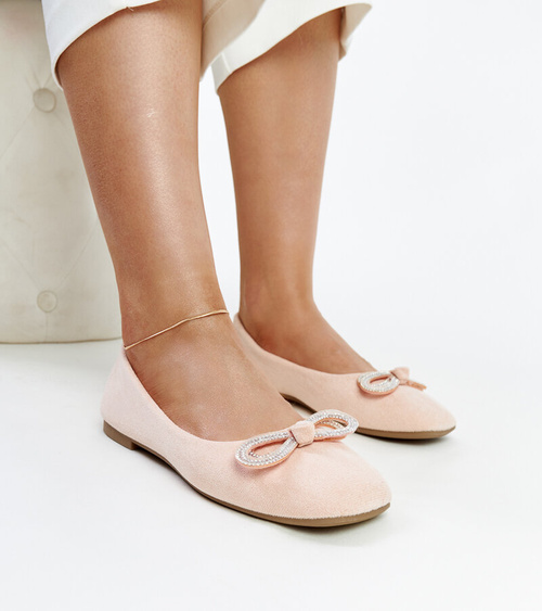 Šviesiai rožiniai balerinai su kaspinu Gaillou