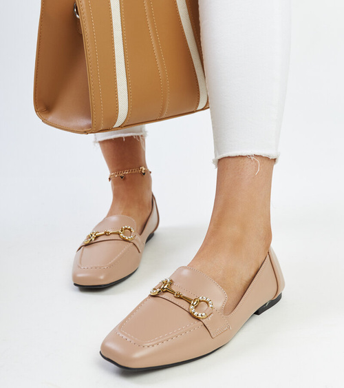 Smėlio spalvos mokasinai su sagtimi Areebah