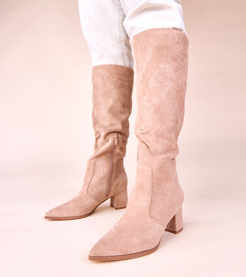 Smėlio spalvos eko zomšos auliniai batai su pakulne Shane