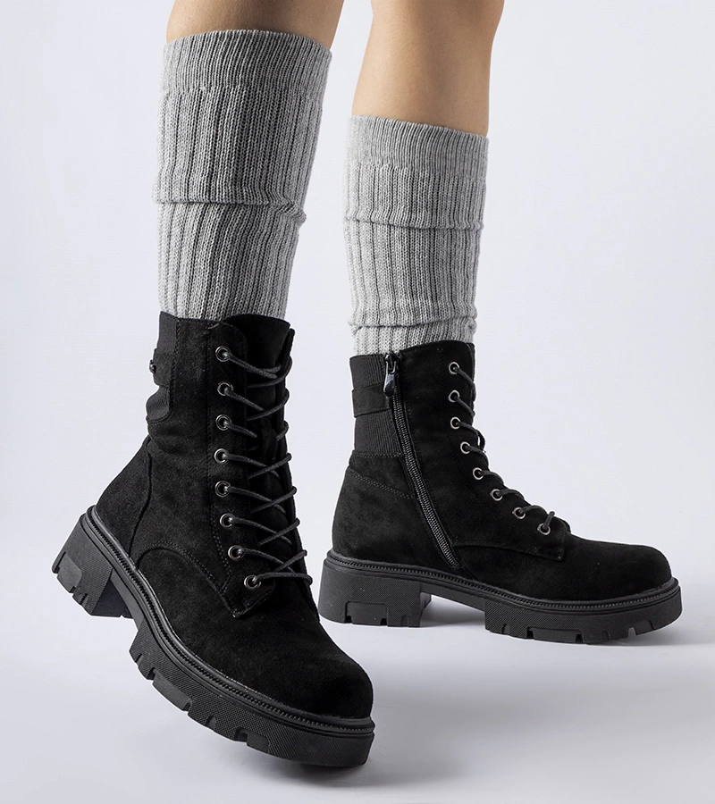 Juodi lengvai pašiltinti eko verstos odos aulinukai Cunha