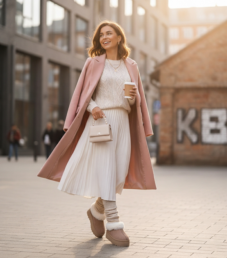 Šviesiai smėlio spalvos sniego batai su kailiuku Deesi