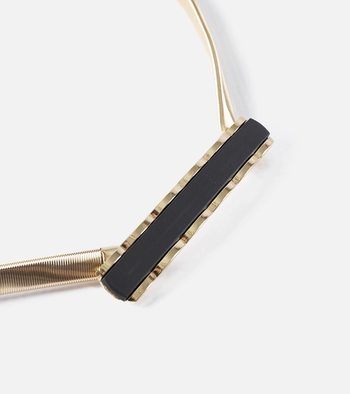 Auksinė elastinga juostelė su juoda sagtimi Morig