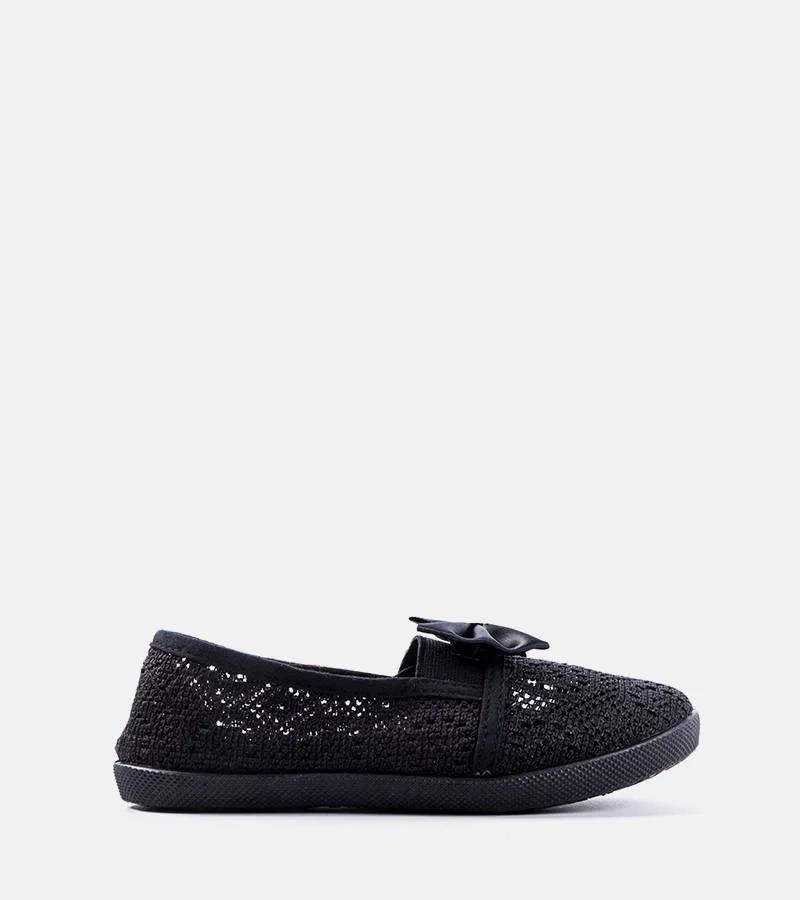 Juodi ažūriniai vaikiški balletiniai bateliai Bubby