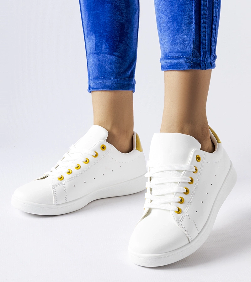 Balti sportbačiai su geltonomis detalėmis Bushnell