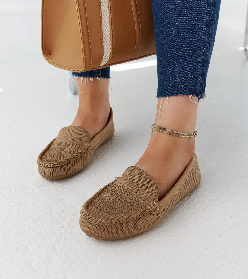 Smėlio spalvos medžiaginiai mokasinai „Fiammetta“