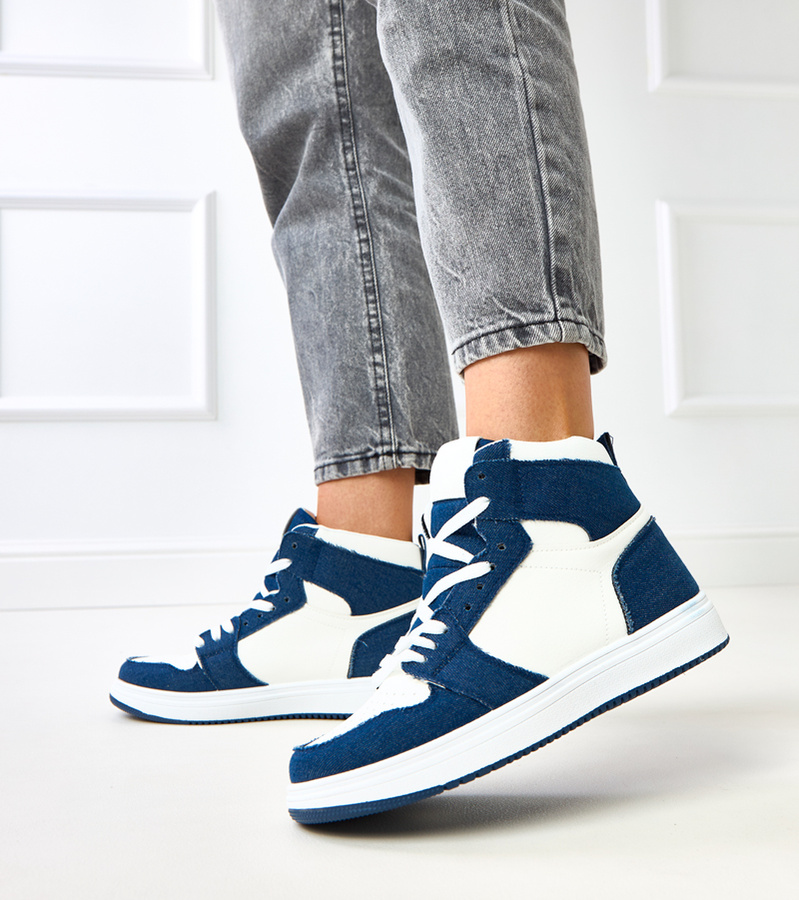 Aukšti sportiniai batai virš kulkšnies su tamsiu džinso motyvu Kasna