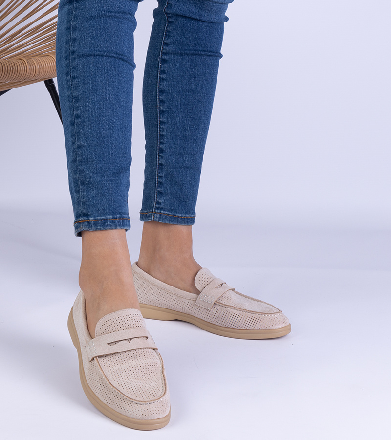 Smėlio spalvos klasikiniai ažūriniai ekoversto mokasinai „Argossa“