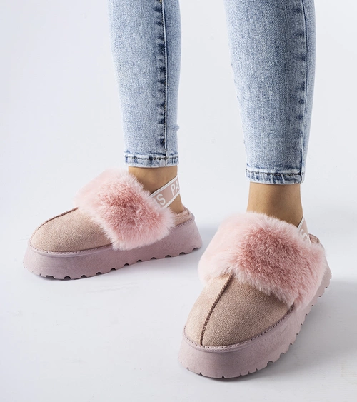 Rožiniai pašiltinti tapukai su guma ir kailiu Sangro