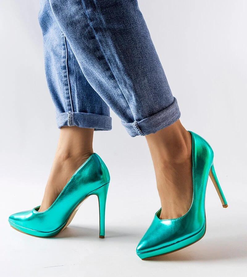 Žali veidrodiniai aukštakulniai Kristin