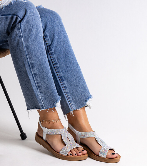 Sidabrinės basutės, papuoštos cirkoniais Michalina