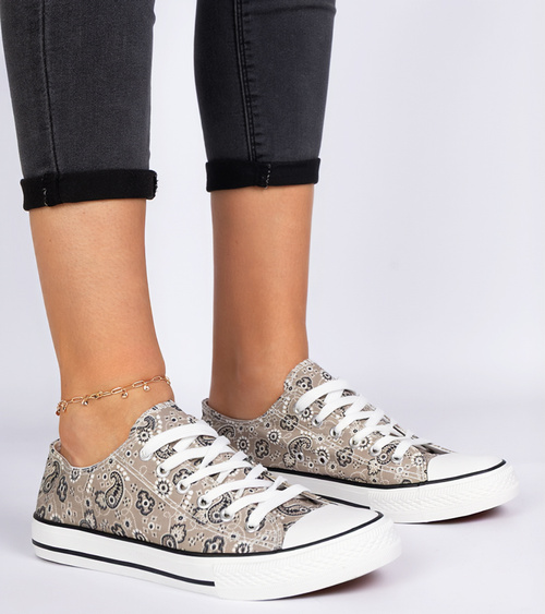 Rudos moteriškos medžiaginės sportbačiai aztėų stiliaus Kalusa