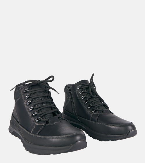 Juodi vyriški auliniai batai su kailio pašiltinimu ant platformos Paul