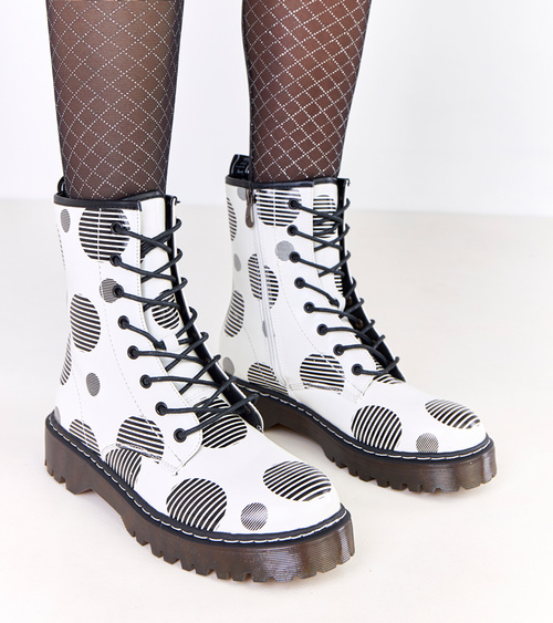 Baltos moteriškos platforminiai auliniai batai „Merelin“