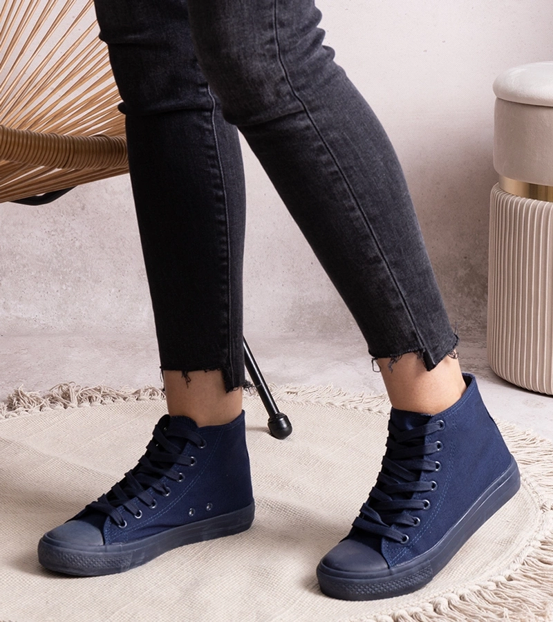 Moteriški tamsiai mėlyni aukšti raištiniai sportbačiai Rafife