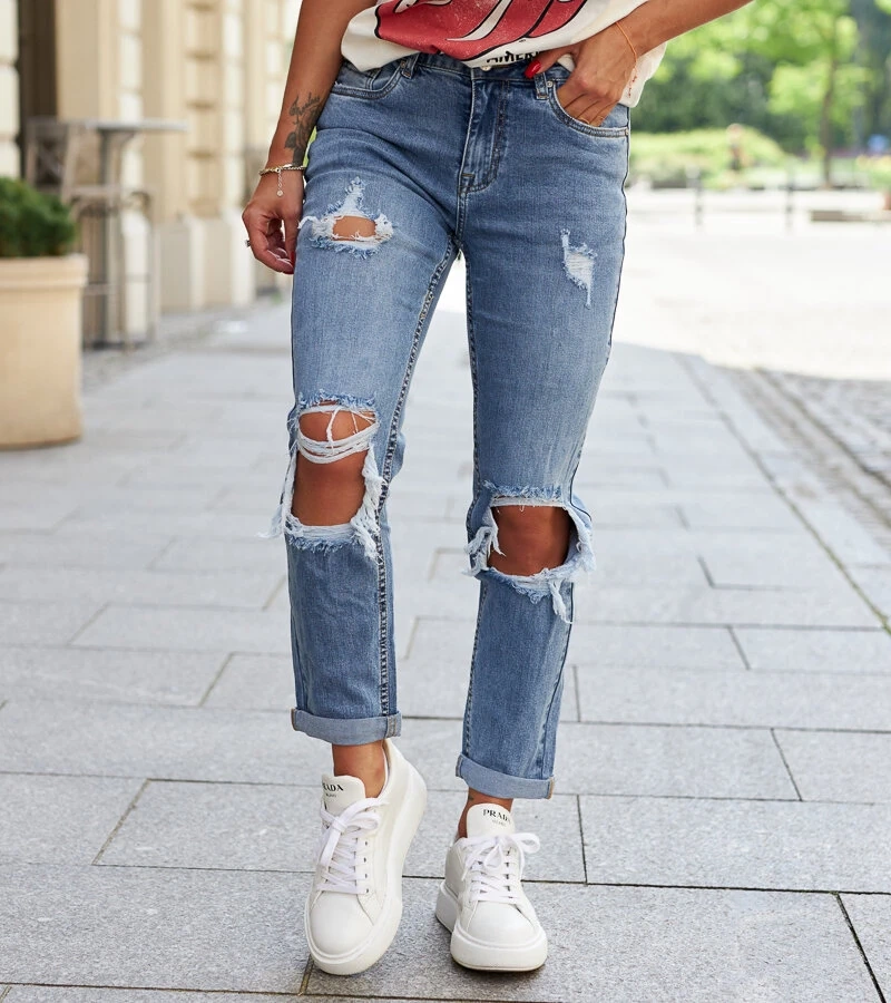 Mamos džinsai su patrintomis detalėmis Forconese