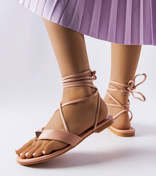 Rožinės surišamos basutės „Marleau“