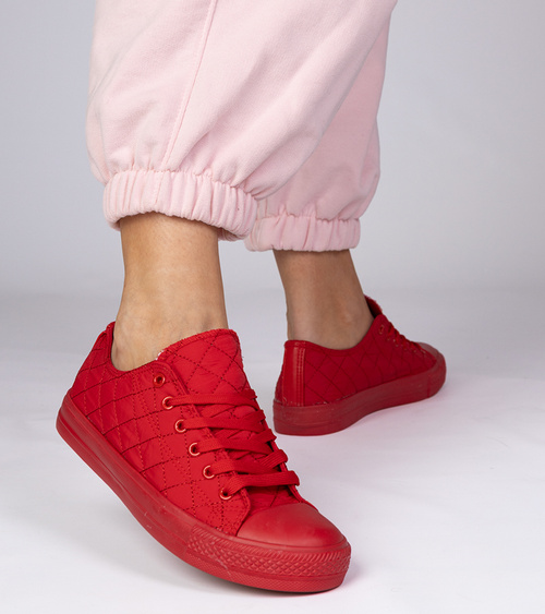 Raudoni klasikiniai dygsniuoti sportbačiai „Nessa“