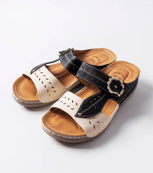 Juodi žemi odiniai sandalai „Jolanta“