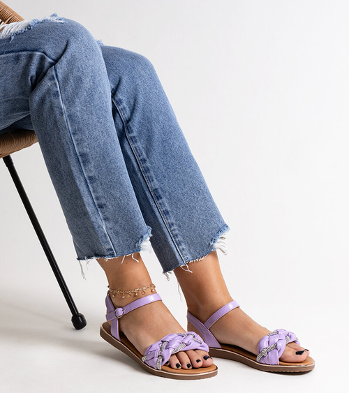 Violetiniai sandalai, dekoruoti cirkoniais Giada