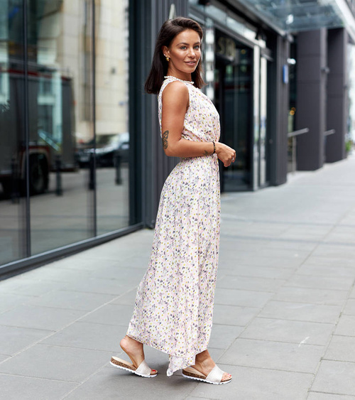 Rožinė gėlėta suknelė Alpicella