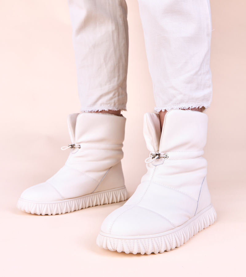 Smėlio spalvos sniego batai natūralios odos su sutraukimu Raschmi