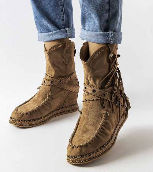 Tamsiai rudi auliniai batai su platforma Teodata