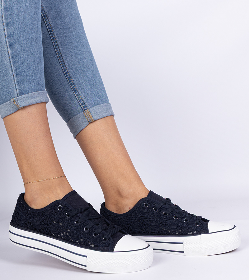 Tamsiai mėlynos ažūrinės moteriškos sportbačiai Fernansis