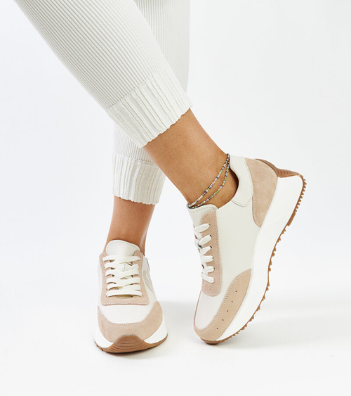 Balta ir smėlio odiniai sportiniai bateliai „Salimah“