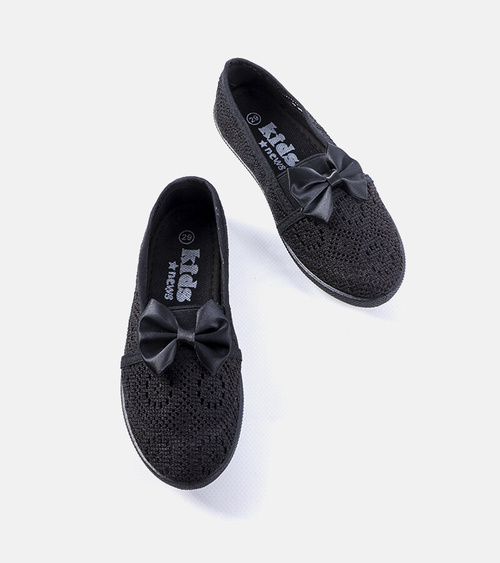 Juodi ažūriniai vaikiški balletiniai bateliai Bubby