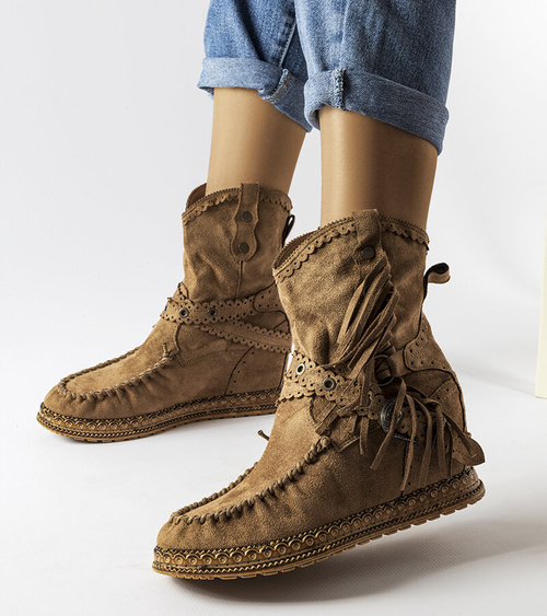 Tamsiai rudi auliniai batai su platforma Teodata