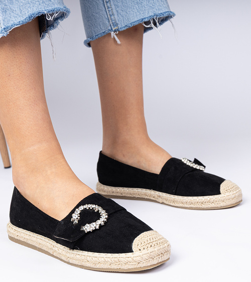 Juodos espadrilės papuoštos cirkoniais Maruta