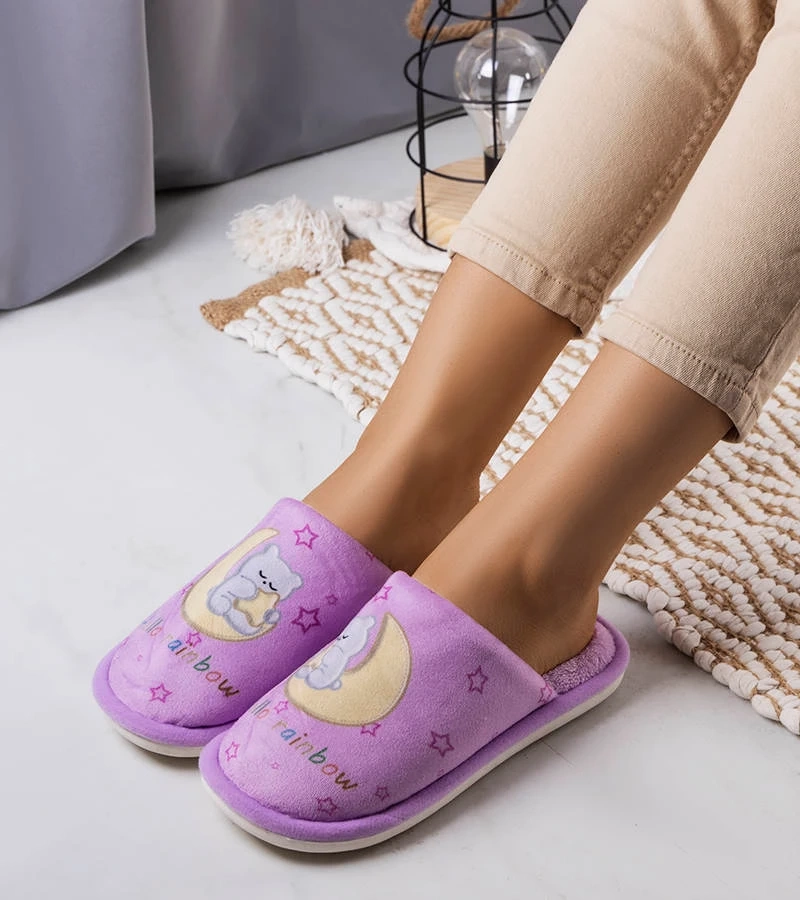 Violetinės minkštos šlepetės Rainbow mėnulis