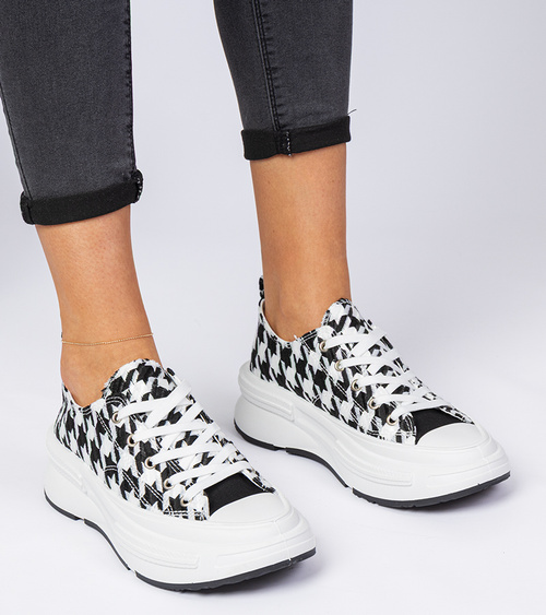 Balta ir juoda moteriška medžiaginė sportinė avalynė Katerin