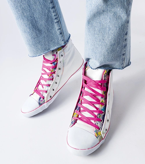 Balti gėlėti Marphisa auliniai sportbačiai