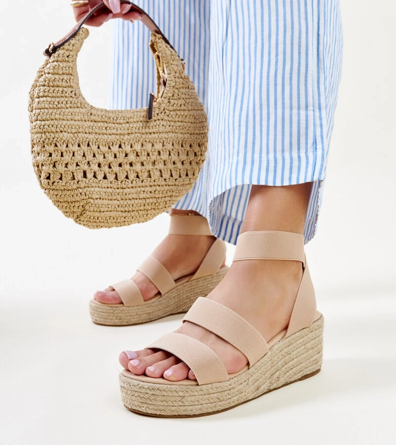 Smėlio spalvos basutės ant platformos „Minna“