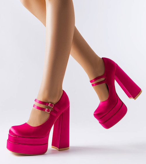 Rožiniai aukštakulniai bateliai ant aukšto kvadratinio kulno Gabriel