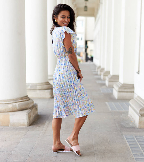 Balta klostuota gėlėta suknelė Ottavio