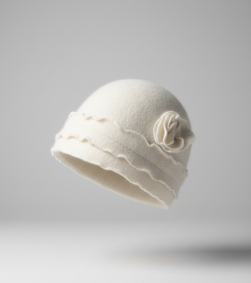 Balta kepurė su raukiniais Zion